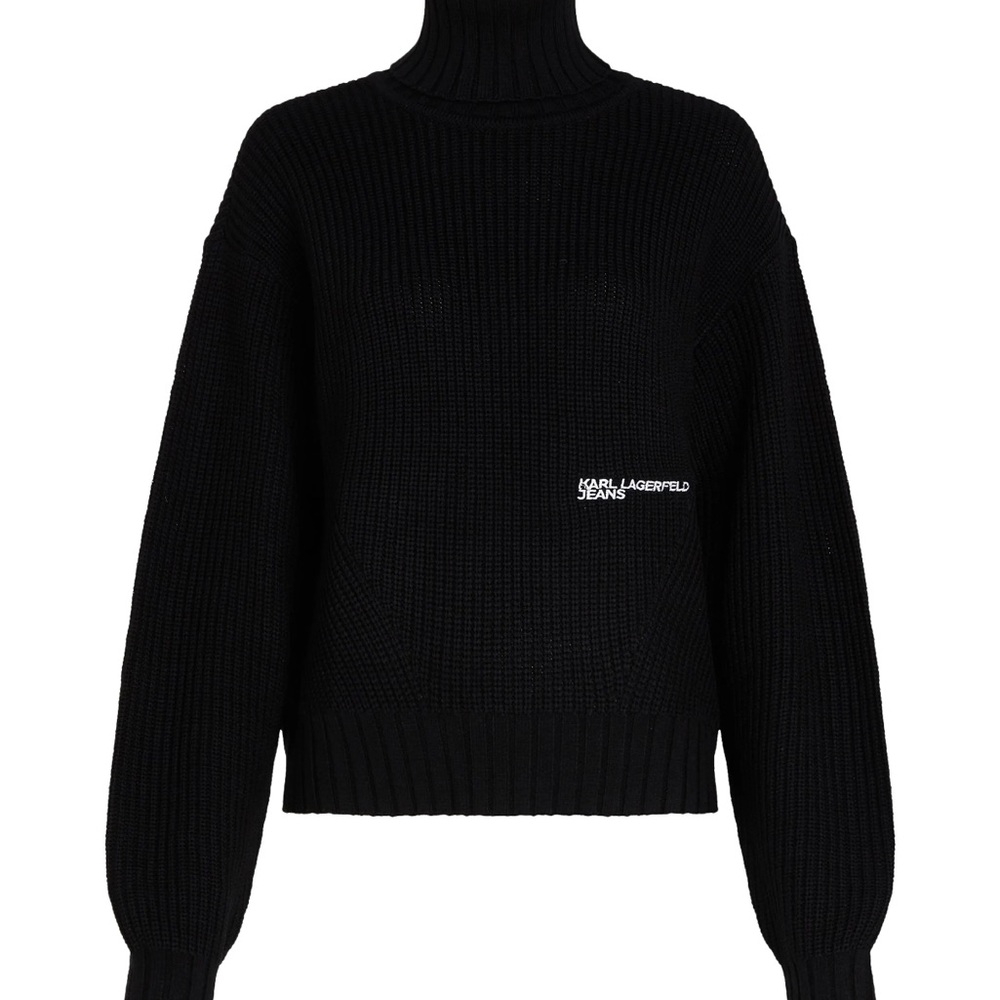 Karl Lagerfeld Black Ribbed Turtleneck Sweater